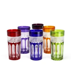 Vessière Cristaux Verre À Eau|Coffrets Verres Cristal|6 chopes cristal couleur mireille