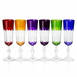 Vessière Cristaux Flûte Champagne|Verre Cristal|6 flûtes cristal couleur nicole
