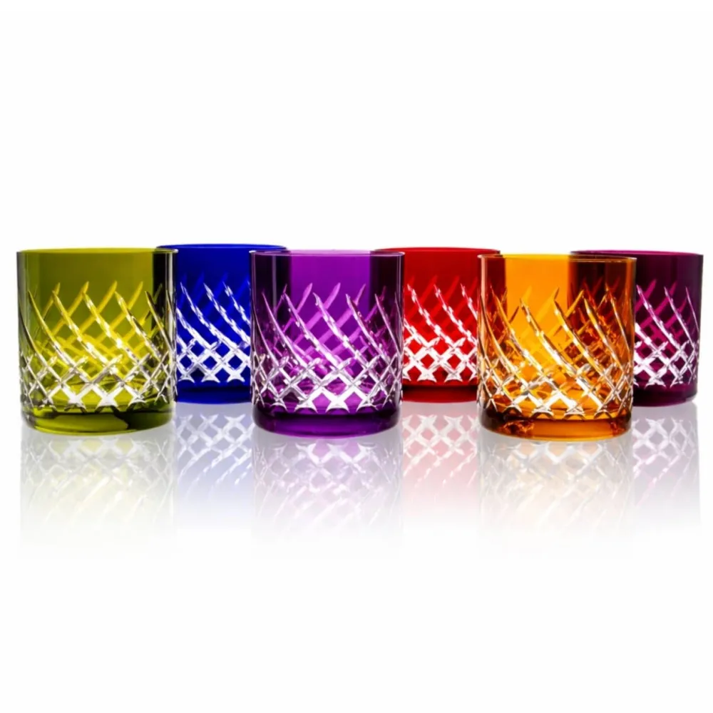 Vessière Cristaux Art De La Table|Coffrets Verres Cristal|6 gobelets à Whisky color of joy