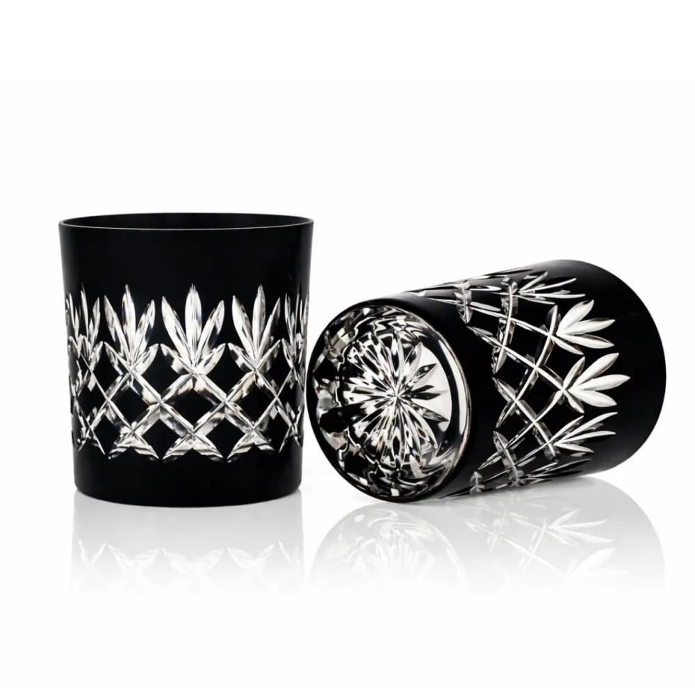 Vessière Cristaux Art De La Table|Verre À Whisky|2 gobelets à Whisky noir taille Ananas