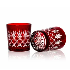 Vessière Cristaux Art De La Table|Verre À Whisky|2 gobelets à Whisky rouge taille Ananas