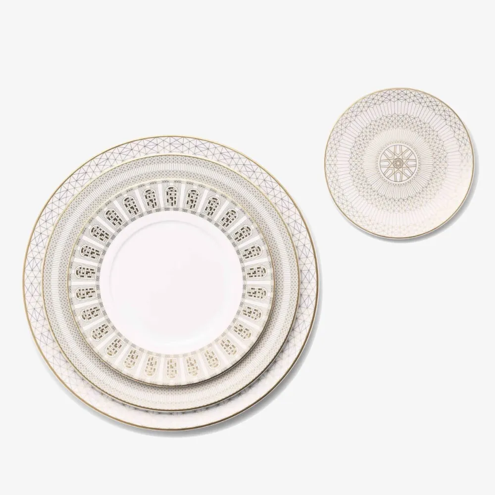 Vessière Cristaux Art De La Table|Assiette Céramique|Assiette à pain Arcadia Or & Platine Baccarat