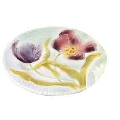 Vessière Cristaux Lunéville|Assiette Céramique|Assiette dessert tulipe barbotine