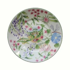 Vessière Cristaux Lunéville|Assiette Céramique|Assiette dessert vent de fleurs lunéville