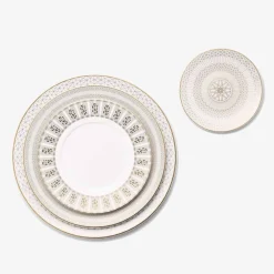 Vessière Cristaux Art De La Table|Assiette Céramique|Assiettes à dîner Arcadia or & platine Baccarat x2