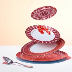 Vessière Cristaux Art De La Table|Assiette Céramique|Assiettes creuses Arcadia Rouge Baccarat x2
