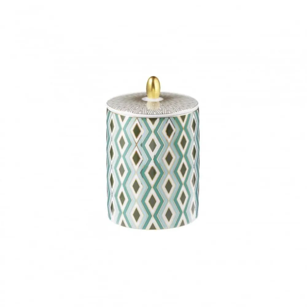 Vessière Cristaux Photophore & Bougie|Boîte à bougie porcelaine Mosaic Babylone Vert Raynaud