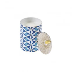 Vessière Cristaux Photophore & Bougie|Boîte à bougie porcelaine Mosaic Medina Bleu Raynaud