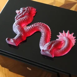 Vessière Cristaux Coupes, Coupelles Et Photophores|Boites Cristal|Boîte bijoux dragon laqué noir Lalique 88 EX
