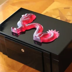 Vessière Cristaux Coupes, Coupelles Et Photophores|Boites Cristal|Boîte bijoux dragon laqué noir Lalique 88 EX