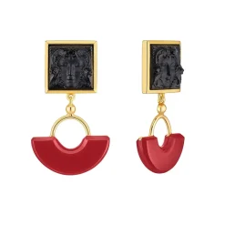 Vessière Cristaux Boucles D’Oreilles Cristal|Boucles D’Oreilles|Boucles aréthuse noir résine lalique