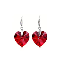Vessière Cristaux Boucles D’Oreilles Cristal|Boucles D’Oreilles|Boucles d’oreilles cristal cœur rouge
