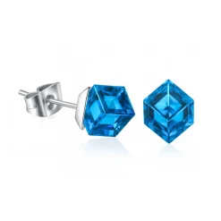 Vessière Cristaux Boucles D’Oreilles Cristal|Boucles D’Oreilles|Boucles d’oreilles cube bleu cristal