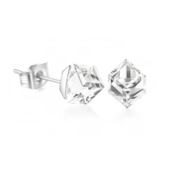 Vessière Cristaux Boucles D’Oreilles Cristal|Boucles D’Oreilles|Boucles d’oreilles cube cristal clair