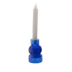 Vessière Cristaux Photophores, Bougeoirs Cristal|Bougeoir empreinte bleu daum