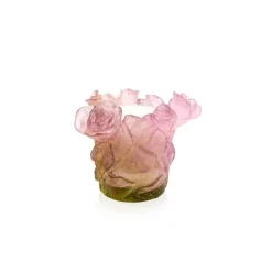 Vessière Cristaux Photophores, Bougeoirs Cristal|Bougie roses passion rose daum pm