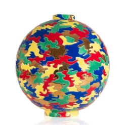 Vessière Cristaux Éditions D’Art Cristal|Vases & Boules|Boule Colo Astro camouflage Planete JC Longue Vie Longwy