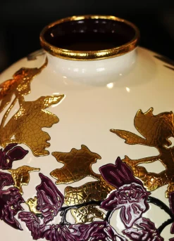 Vessière Cristaux Vases & Boules|Vase Céramique|Boule coloniale à l’ombre des fleurs Émaux de Longwy