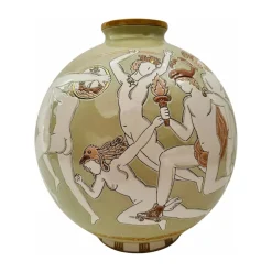 Vessière Cristaux Vase Céramique|Éditions D’Art Cristal|Boule coloniale Gymnasium Émaux de Longwy