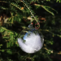 Vessière Cristaux Décoration|Ornements Cristal|Boule de noël verre plume blanche n°1