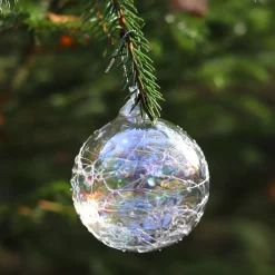 Vessière Cristaux Décoration|Ornements Cristal|Boule de noël verre striée n°17