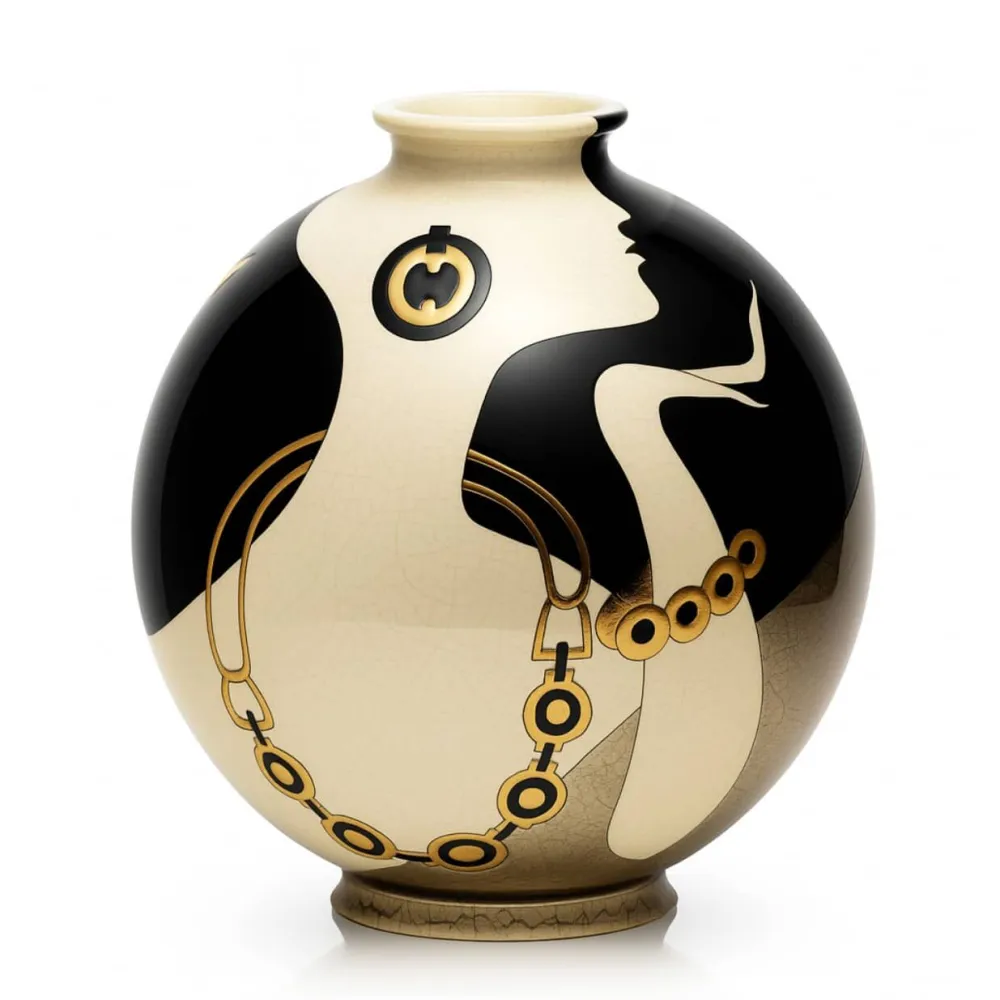 Vessière Cristaux Vase Céramique|Éditions D’Art Cristal|Boule flo Barbara Danillo Curetti Émaux de Longwy