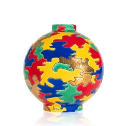 Vessière Cristaux Éditions D’Art Cristal|Vases & Boules|Boule midi camouflage Planete JC Longue Vie Longwy