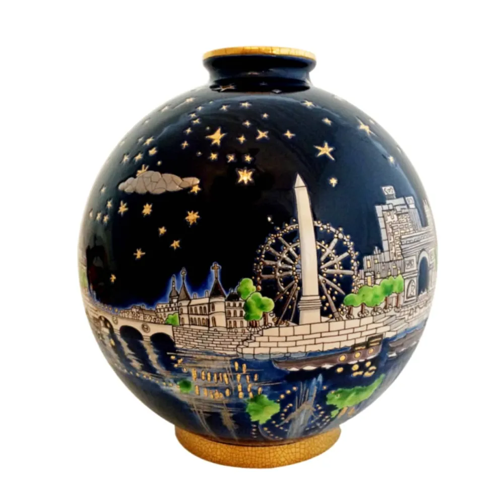 Vessière Cristaux Éditions D’Art Cristal|Vases & Boules|Boule Paris Ville Lumière JO 2024 Émaux de Longwy