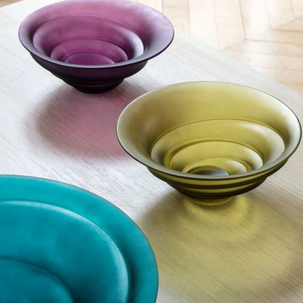 Vessière Cristaux Editions D’Art|Coupes Cristal|Centre de table bleu sand daum par christian ghion
