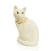 Vessière Cristaux Animaux|Animaux Cristal|Chat Assis GM coraux ivoire Émaux de Longwy