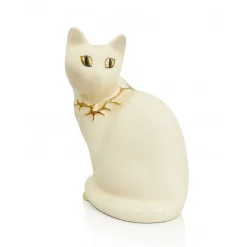 Vessière Cristaux Animaux|Animaux Cristal|Chat Assis GM coraux ivoire Émaux de Longwy