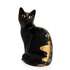 Vessière Cristaux Animaux|Animaux Cristal|Chat Assis GM Multan noir Émaux de Longwy