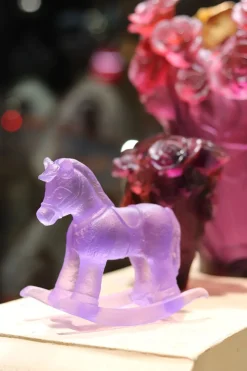 Vessière Cristaux Bestiaire|Animaux Cristal|Cheval à bascule violet daum