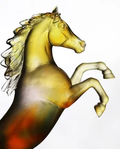 Vessière Cristaux Bestiaire|Editions D’Art|Cheval fougeux ambre gris daum