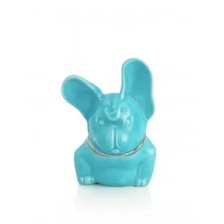Vessière Cristaux Lunéville|Chien bouledogue turquoise Faïence de Lunéville