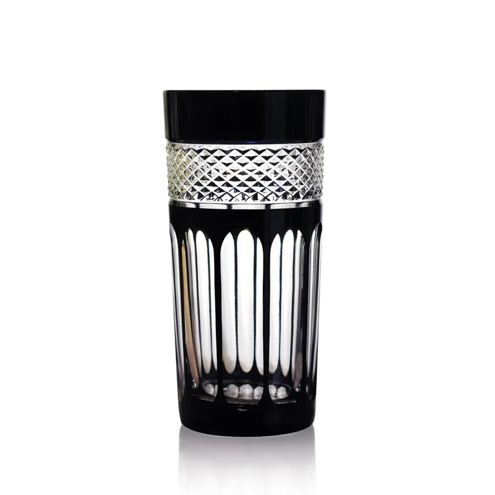 Vessière Cristaux Verre En Cristal Taillé|Art De La Table|Chope cristal noir pénombre