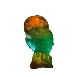 Vessière Cristaux Animaux Cristal|Bestiaire|Chouette edwige ambre verte daum