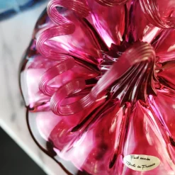 Vessière Cristaux Décoration|Sulfures, Presse-Papiers Cristal|Citrouille décorative cristal de Lorraine rose fuchsia