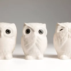 Vessière Cristaux Animaux Cristal|Animaux|Coffret 3 Chouettes IWA KIKA MI Émaux de Longwy