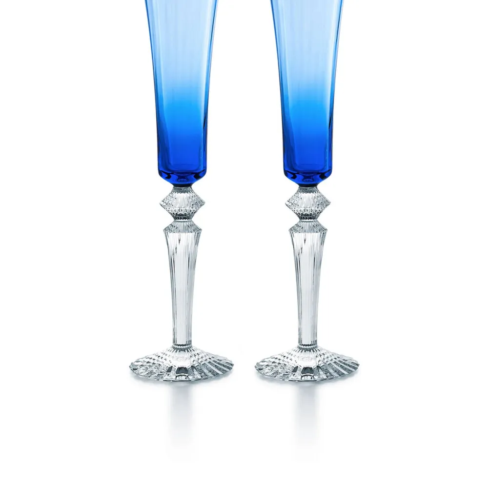 Vessière Cristaux Art De La Table|Verre À Pied|Coffret 2 flutissimo mille nuits bleu clair baccarat