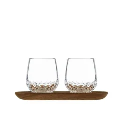 Vessière Cristaux Art De La Table|Verre À Pied|Coffret 2 gobelets café long Folia + plateau Saint-Louis
