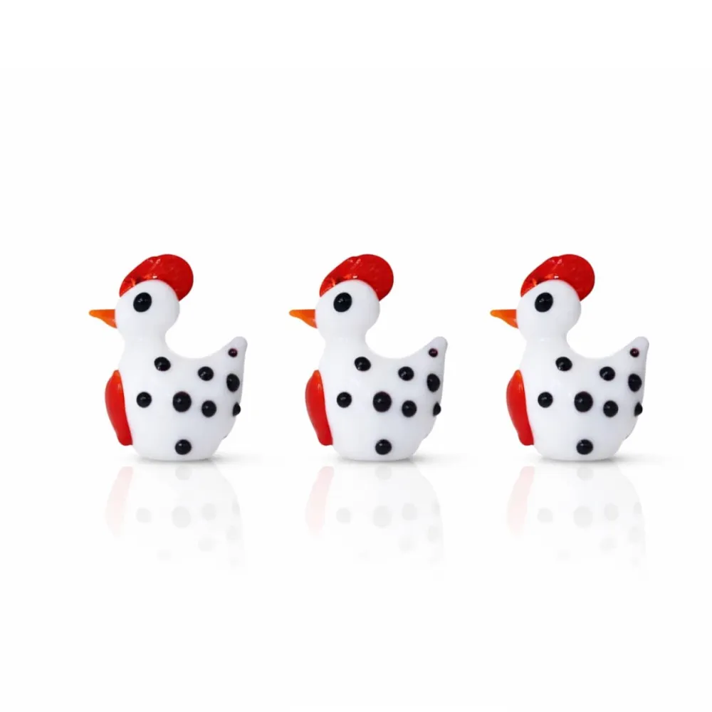 Vessière Cristaux Animaux Cristal|Bestiaire|Coffret Poules de Pâques à poids verre à la flamme X3