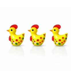 Vessière Cristaux Bestiaire|Figurines Miniature Cristal|Coffret Poules de Pâques arc-en-ciel verre à la flamme X3