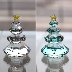 Vessière Cristaux Décoration|Figurines Miniature Cristal|Coffret Sapins cristal 2025 X3