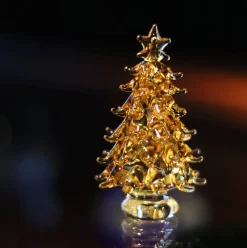 Vessière Cristaux Décoration|Figurines Miniature Cristal|Coffret Sapins miniature verre au chalumeau X3