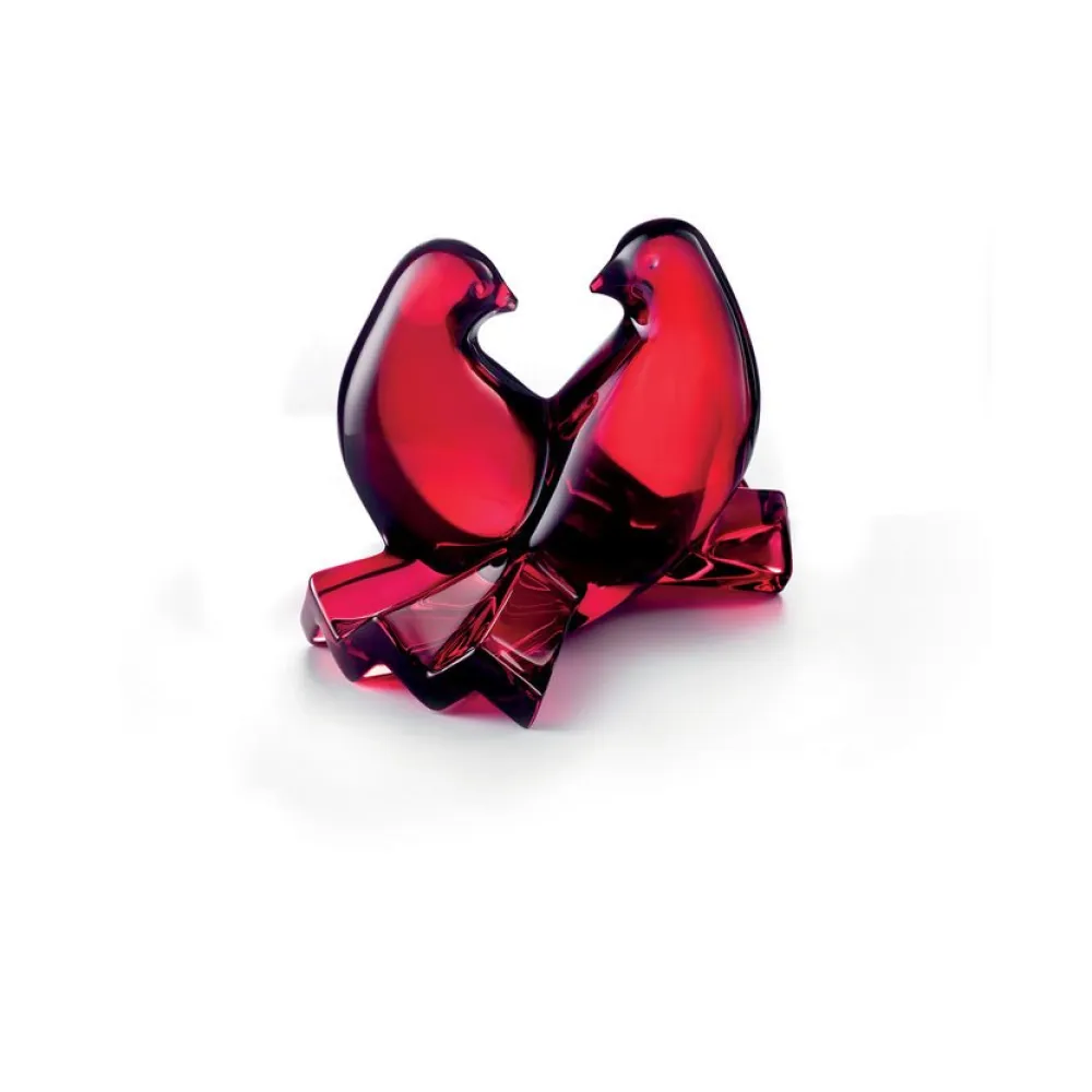 Vessière Cristaux Bestiaire|Décoration|Colombes rouge baccarat
