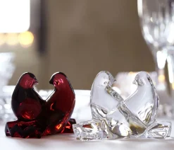Vessière Cristaux Bestiaire|Décoration|Colombes rouge baccarat