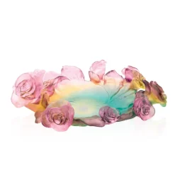 Vessière Cristaux Coupes Cristal|Coupe rose passion vert rose daum