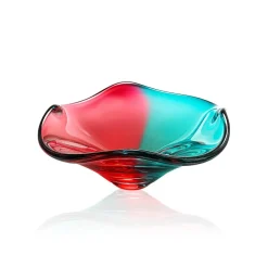 Vessière Cristaux Coupes, Coupelles Et Photophores|Coupelles Cristal|Coupelle cristal arlequin turquoise rouge