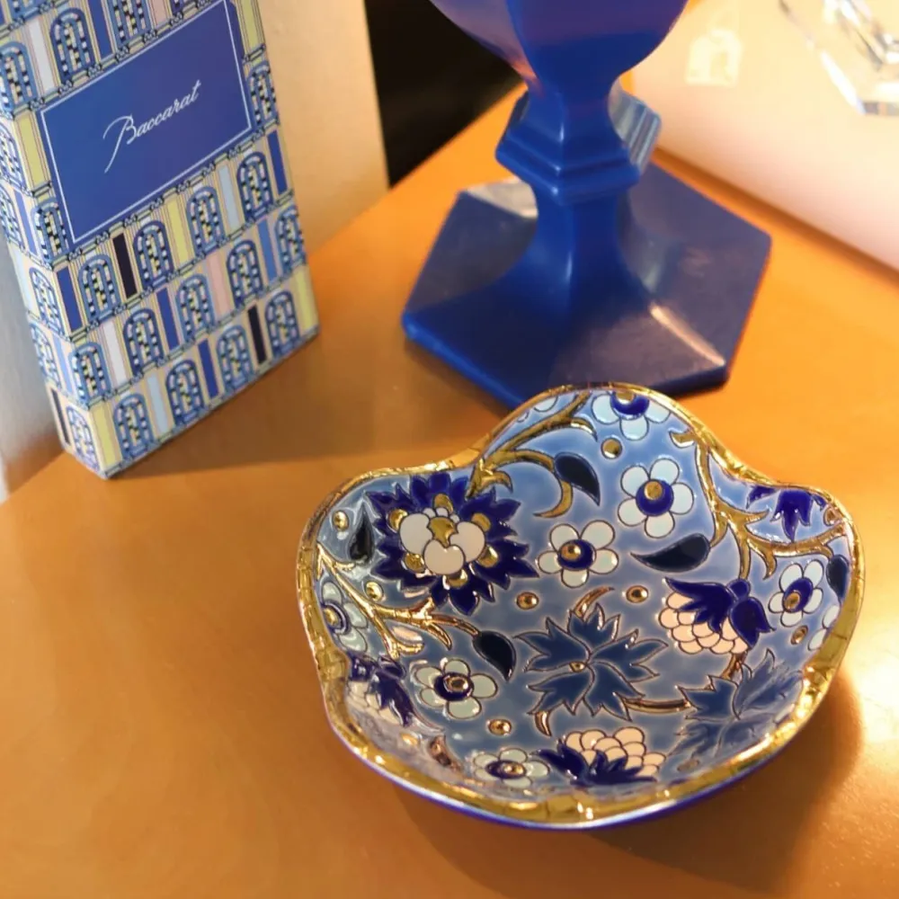 Vessière Cristaux Coupes & Photophores|Vide-Poches Cristal|Coupelle ourlée Héritage bleu Émaux de Longwy